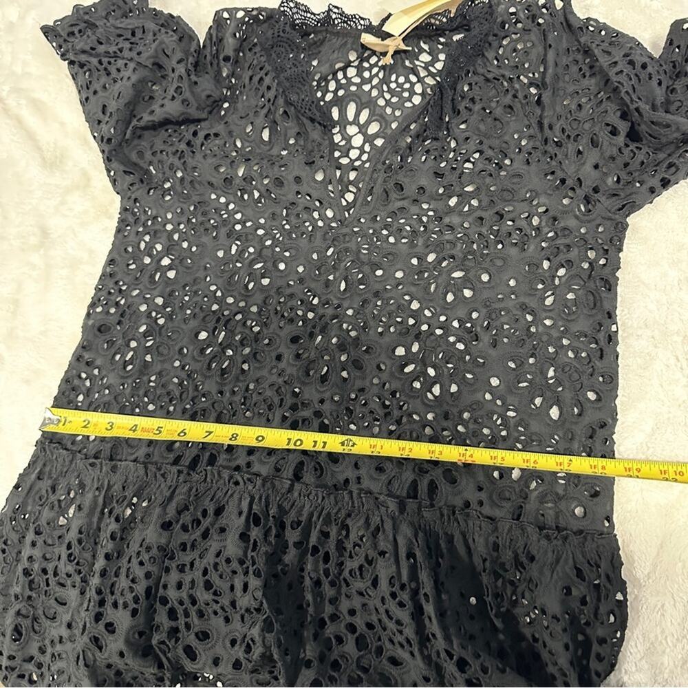 NWT DX Collection Black Eyelet Lace Maxi Dress Size S Beach Resort Cover Up - Picture 11 of 12